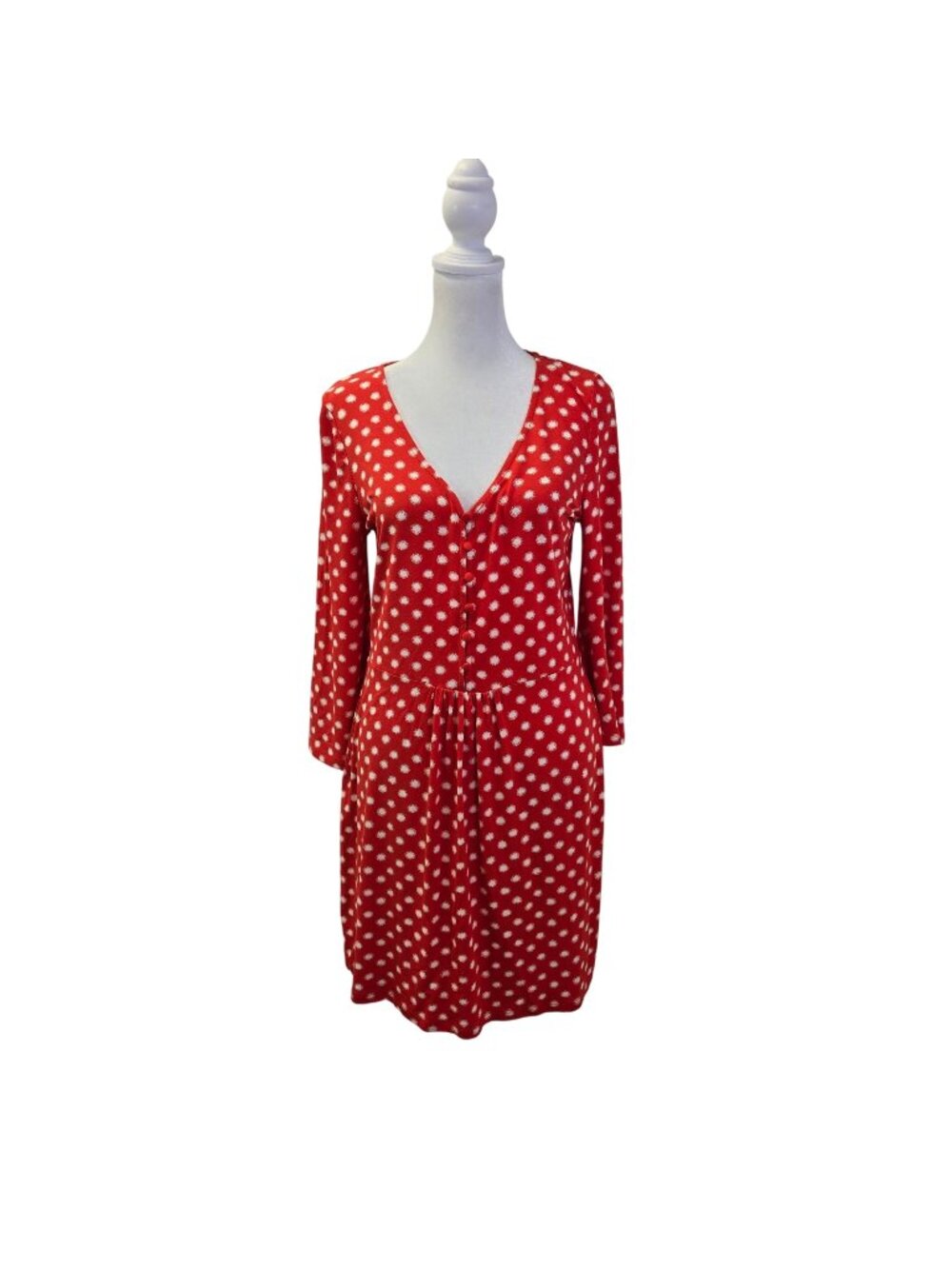 NWT Boden Red Pop Star Spot Scarlett Jersey Bell Sleeve Mini Dress Size 6